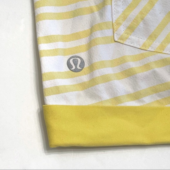 LULULEMON “play all day” yellow and white stripe shorts - Picture 3 of 5